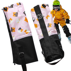 Windproof Kids Snowproof Boot Gaiters closeup showing secure fit on tiny boots.