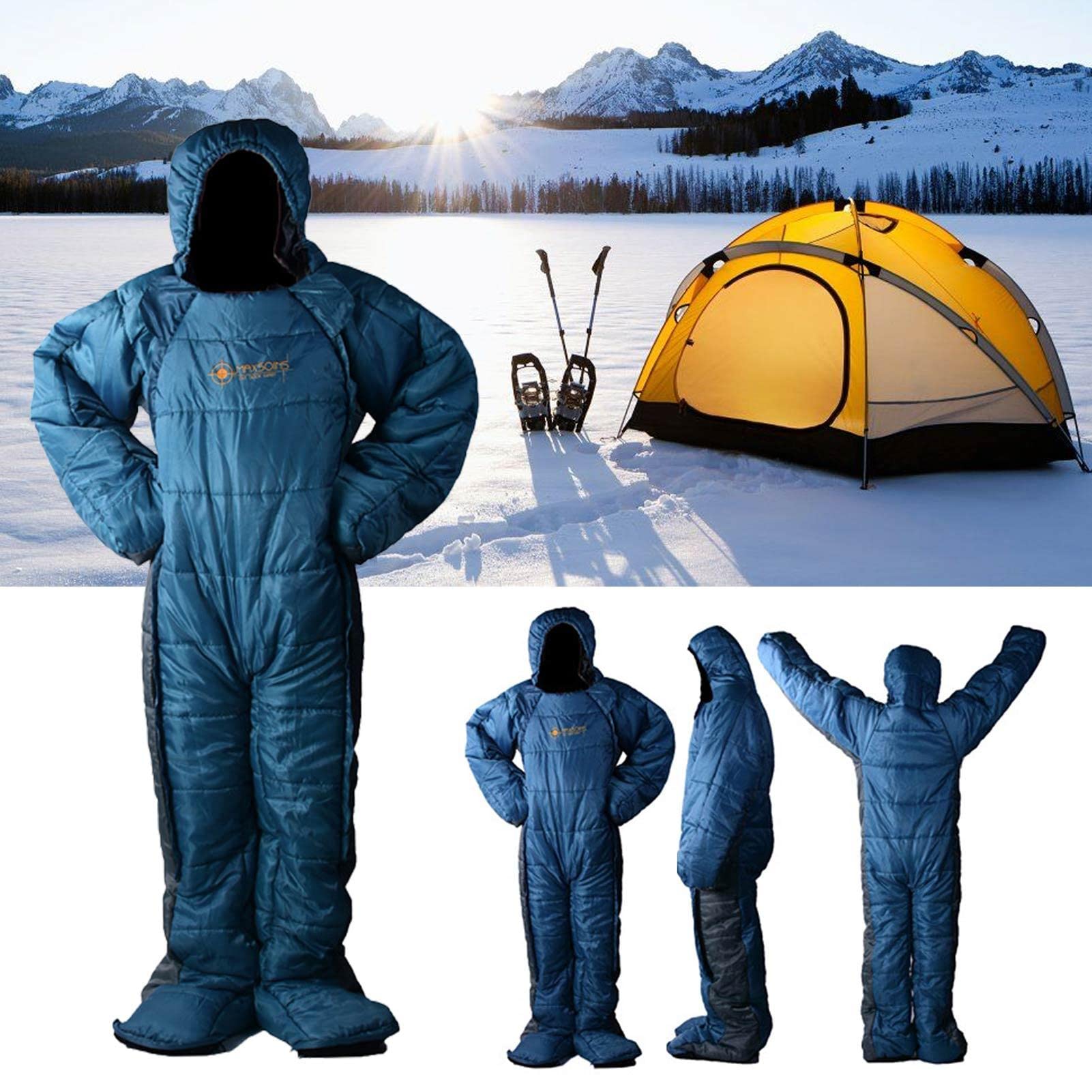 Windproof Temporary Rest Bag compact packable design shown in its carry bag for easy transport.