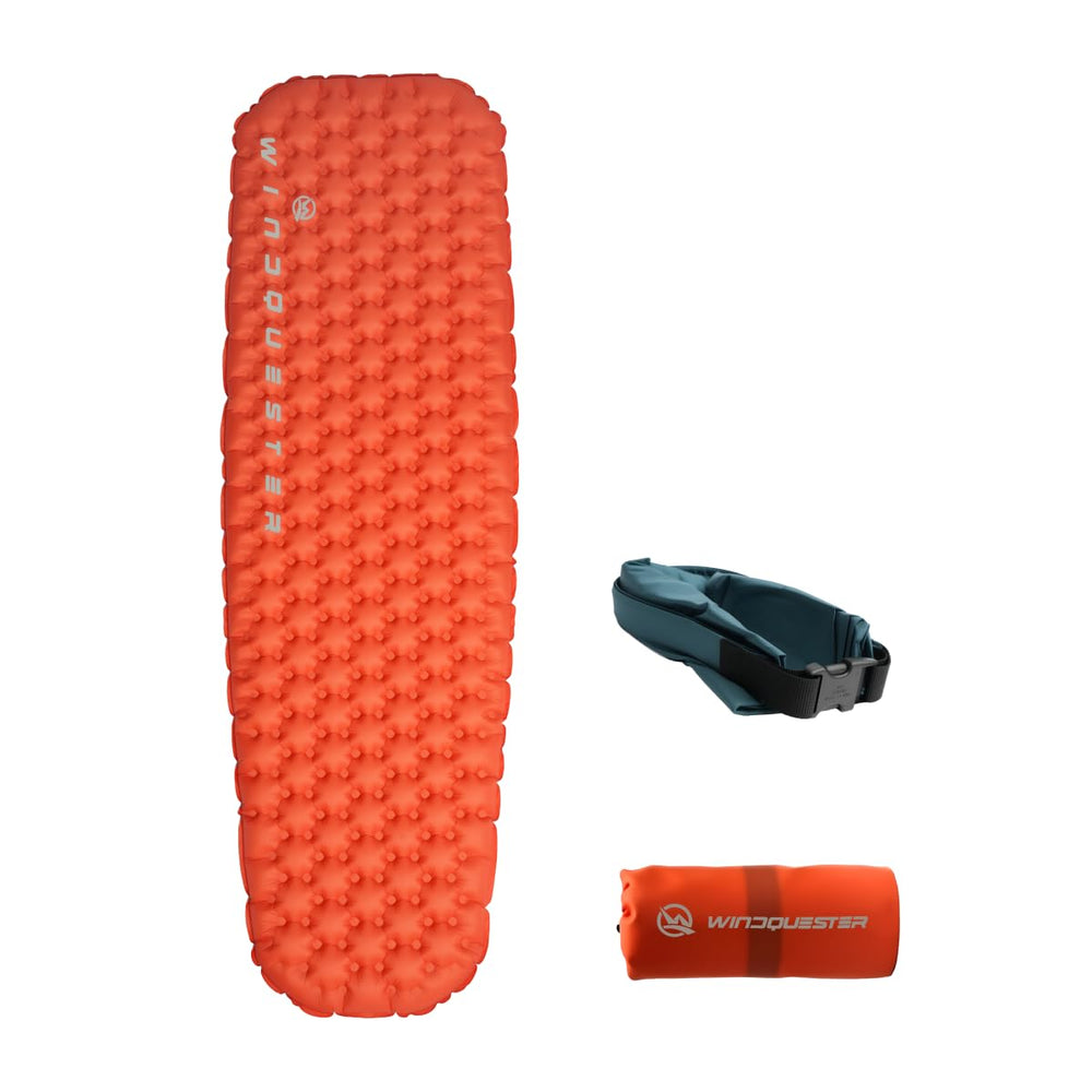 WindQUESTER Elevate X assembled sleeping pad shows four-season insulation for cold-weather camping.