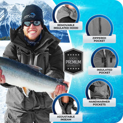 Floating flotation foam integrated into the ice fishing suit