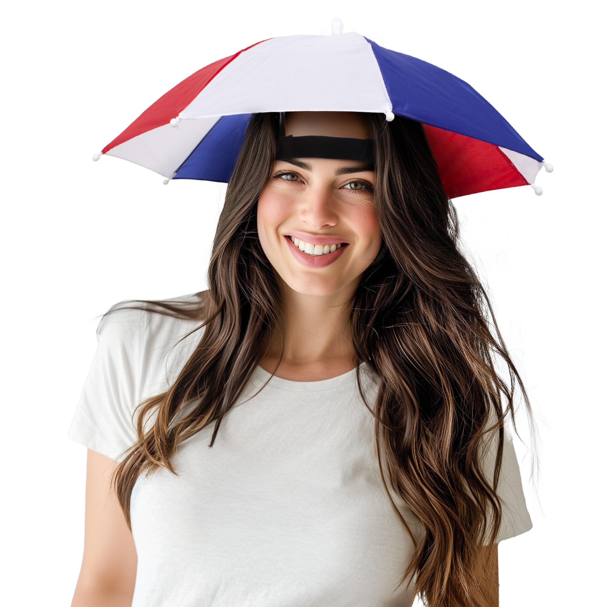 Windy City Novelties Umbrella Hat Patriotic Canopy provides hands-free sun and rain protection.