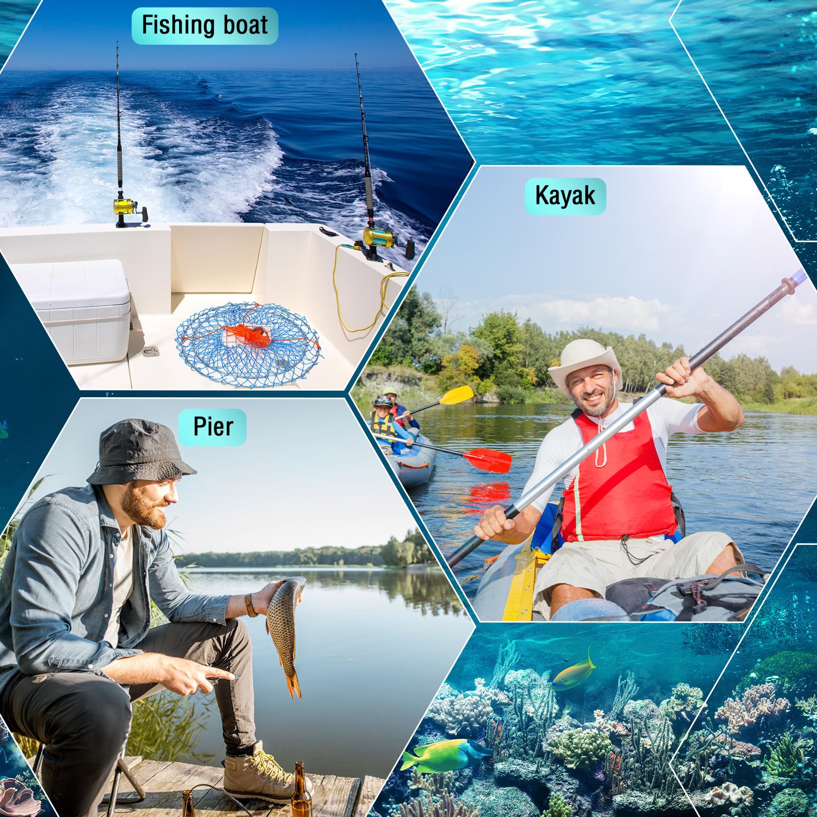 Versatile crab trap use for crabs, fish, lobster and more on docks and boats