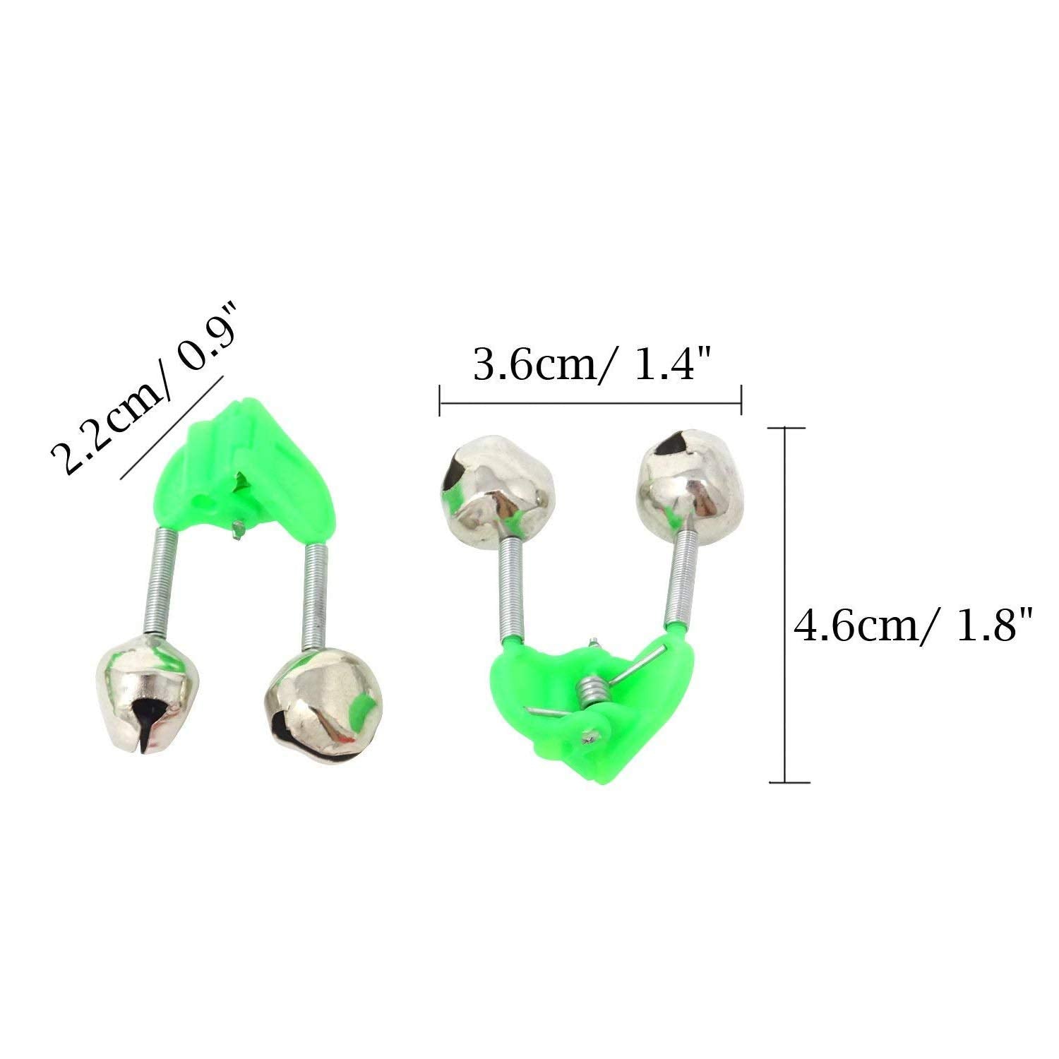 Close-up of Wingsflying fishing alarm bell showing green and silver color