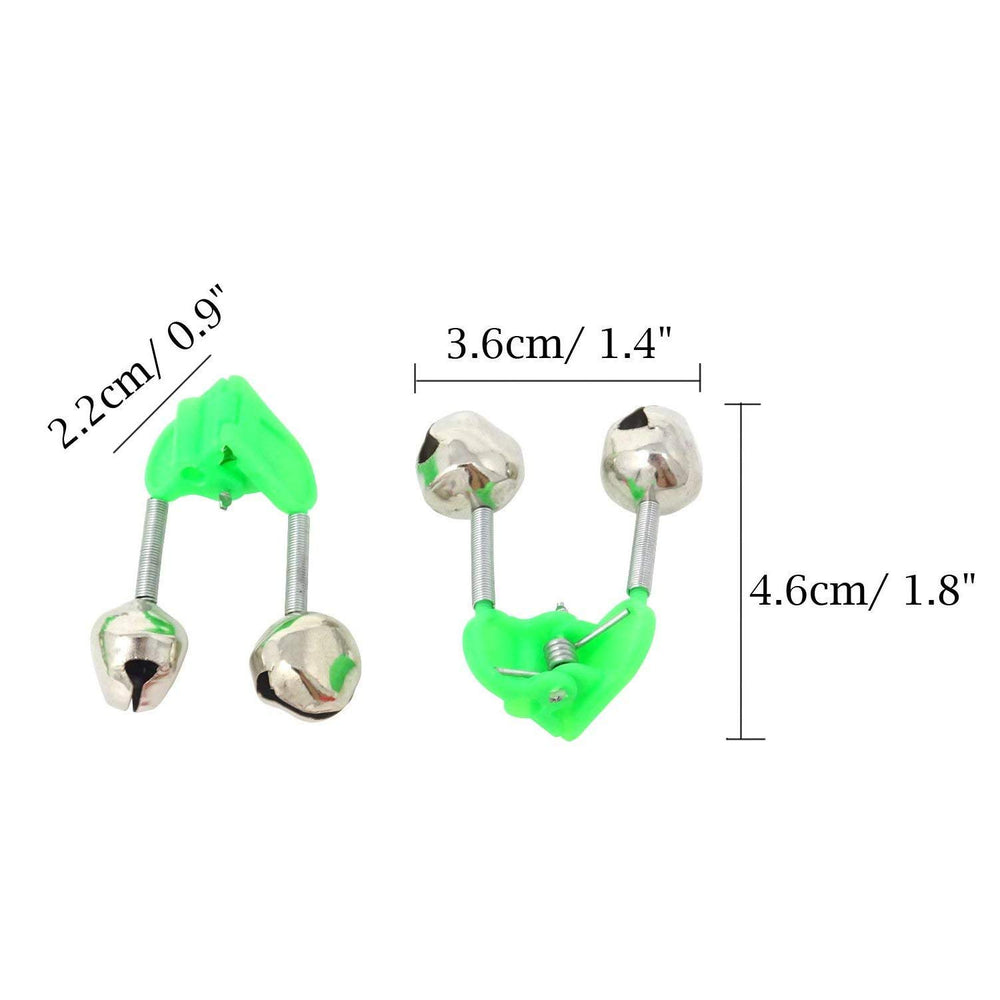 Close-up of Wingsflying fishing alarm bell showing green and silver color