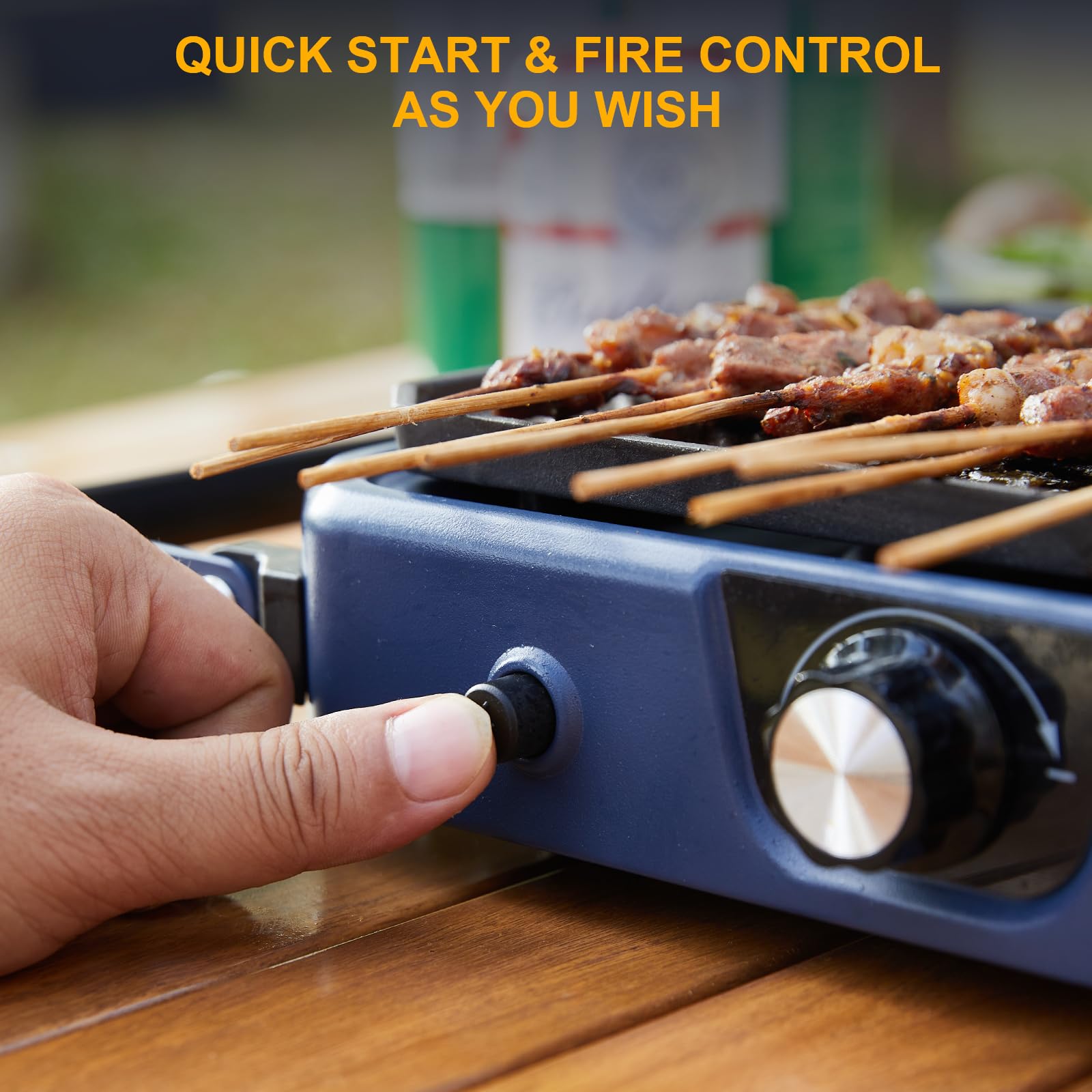 WINKIZA push-button piezo ignition lights burners quickly in any outdoor setting.