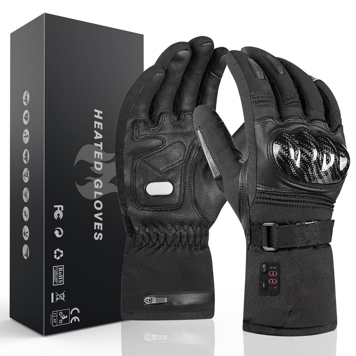 Winna heated gloves close-up shows precise temperature control for reliable warmth.
