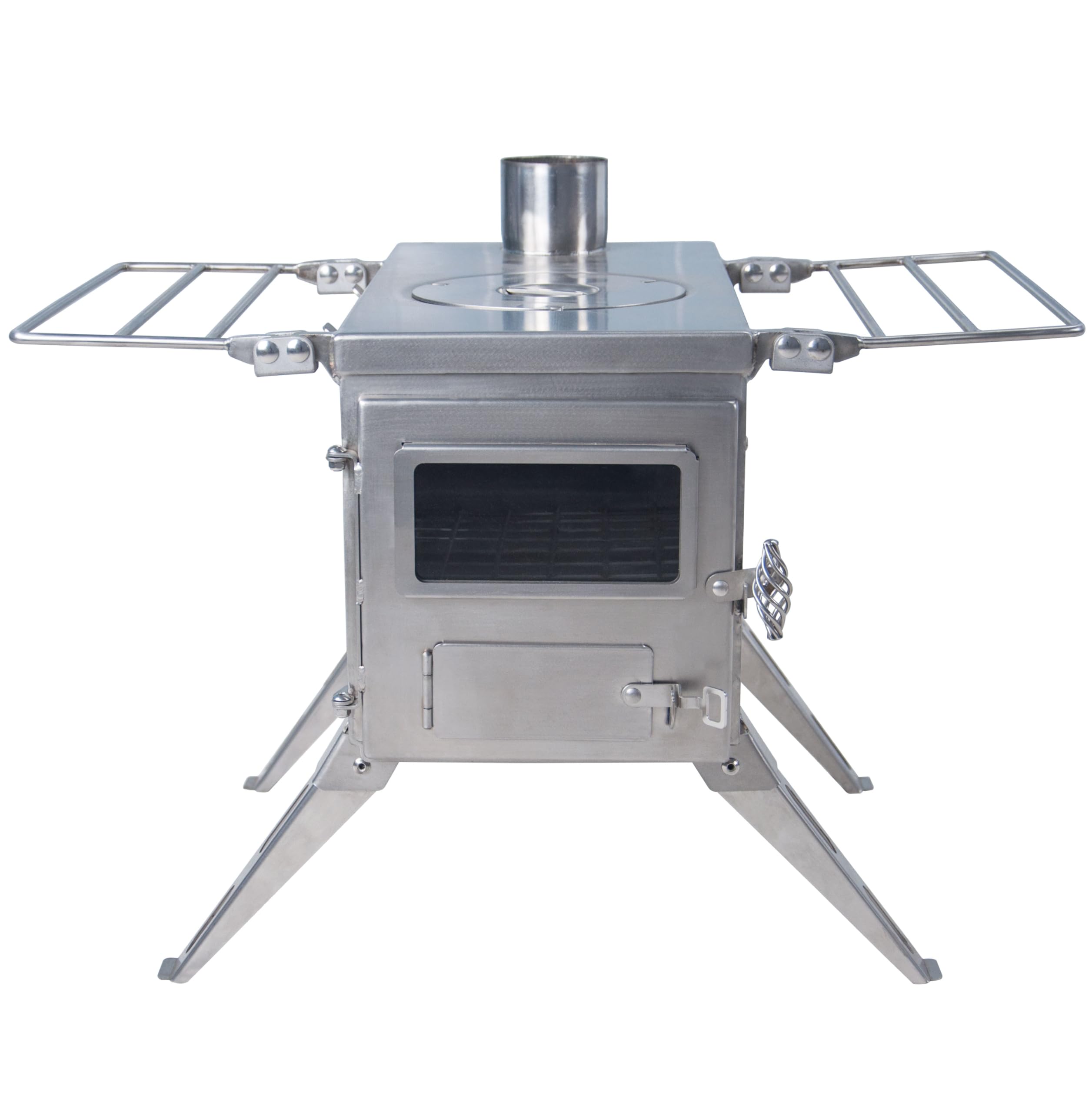 Winnerwell Nomad Medium Stove side shelves ready for compact cooking