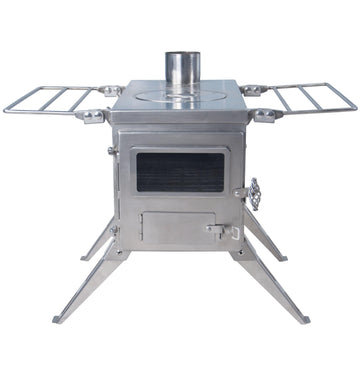 Winnerwell Nomad Medium Stove side shelves ready for compact cooking