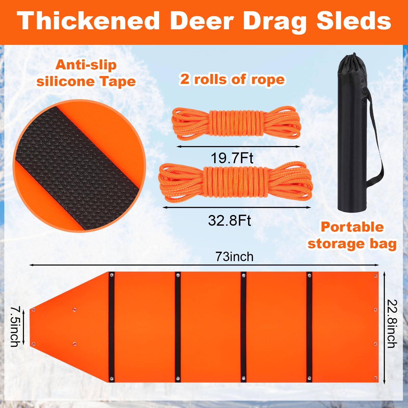 WinnerWhy deer drag sled features anti-slip strips to secure game during haul.