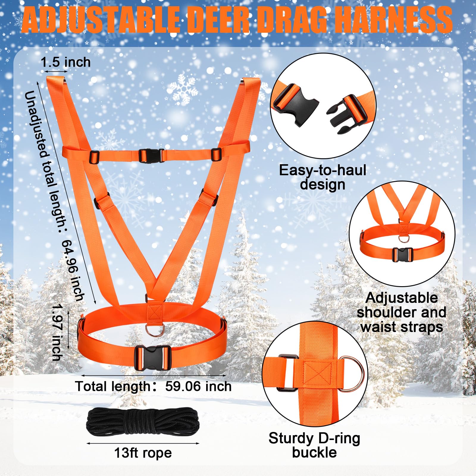 WinnerWhy dual-harness elk drag demonstrates adjustable fit for different body sizes.