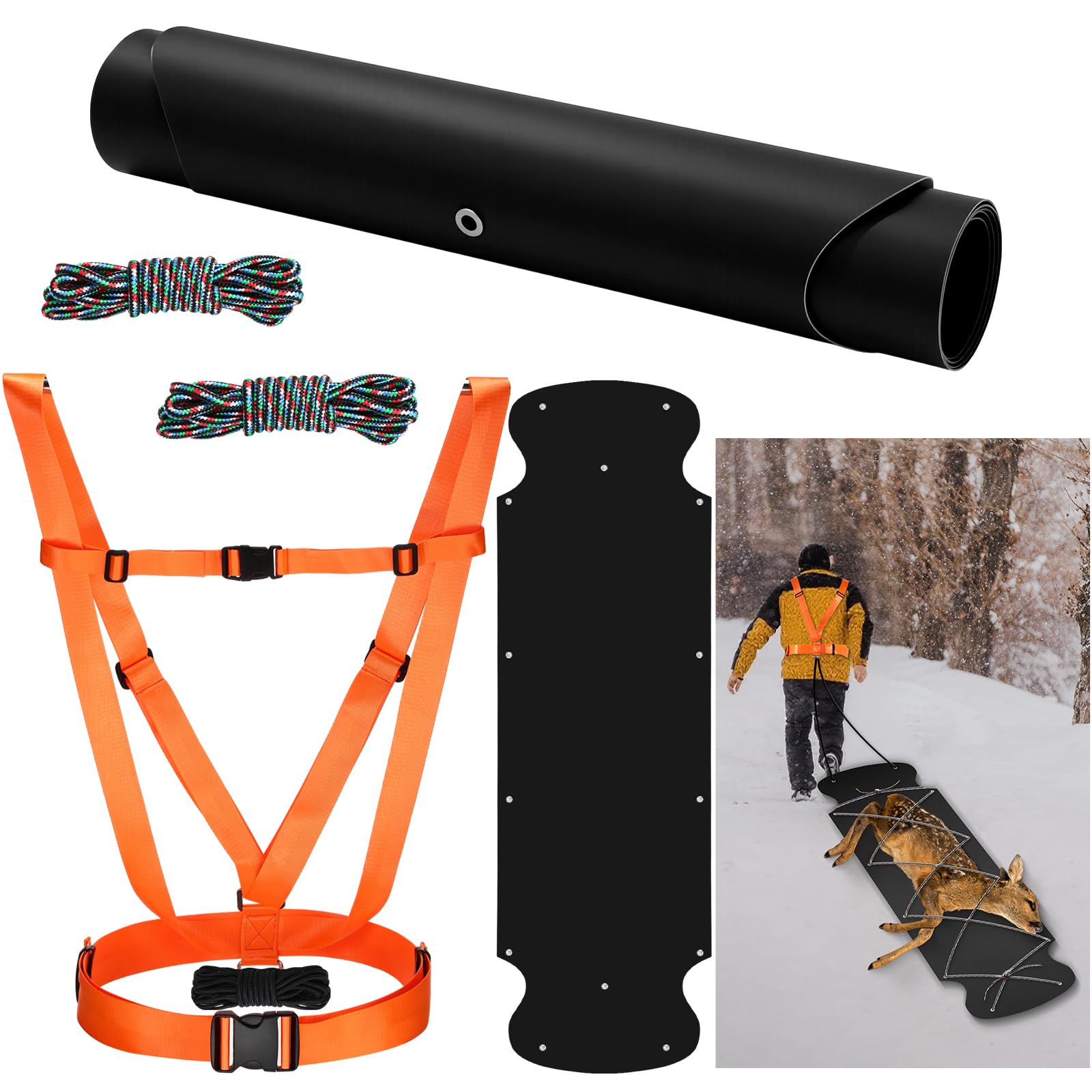 WinnerWhy thickened deer drag sled orange black ready for rugged hauling