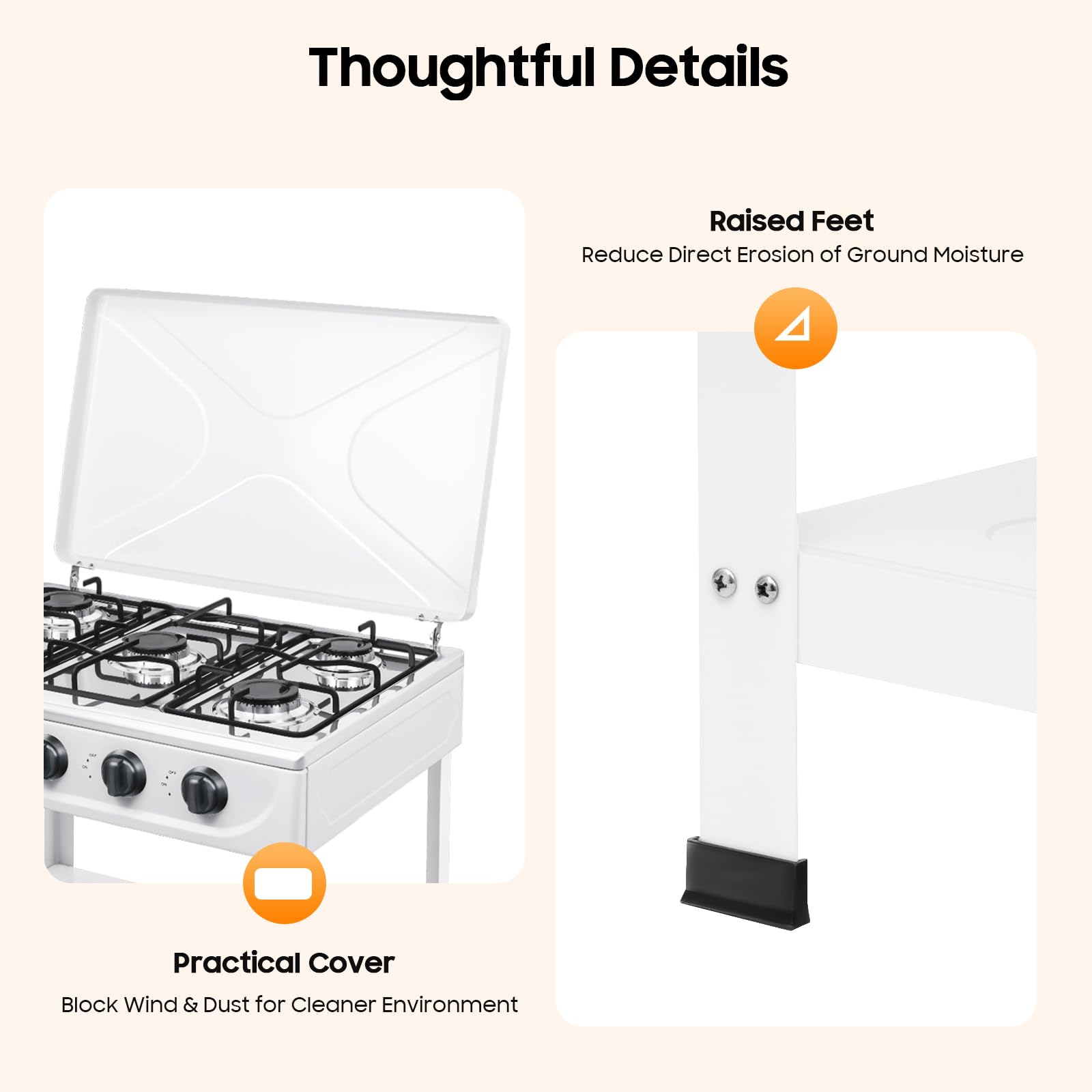 WINNIESHOP easy-clean-surface streamlines post-meal cleanup outdoors.