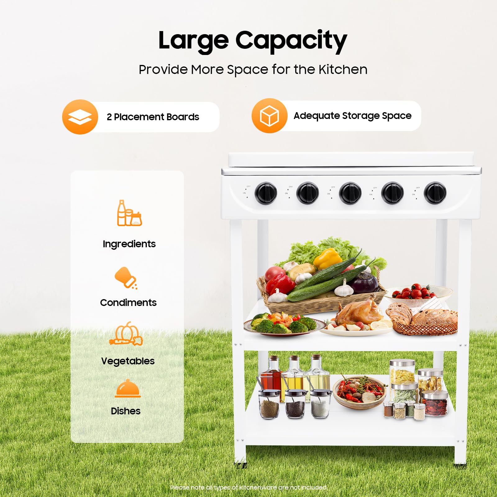 WINNIESHOP detachable-shelves provide prep space for ingredients.
