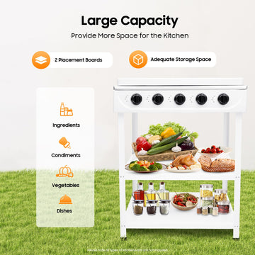 WINNIESHOP detachable-shelves provide prep space for ingredients.