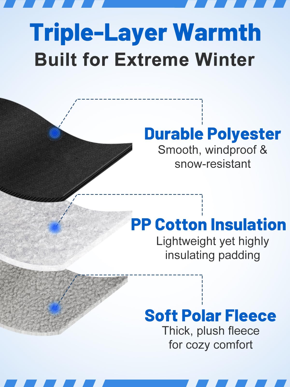 Detachable face mask attached to the hat with metal snaps