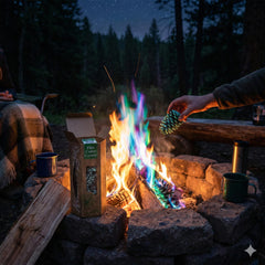 Winter Woods Northern Lights Cone red flame brings festive warmth to gatherings.