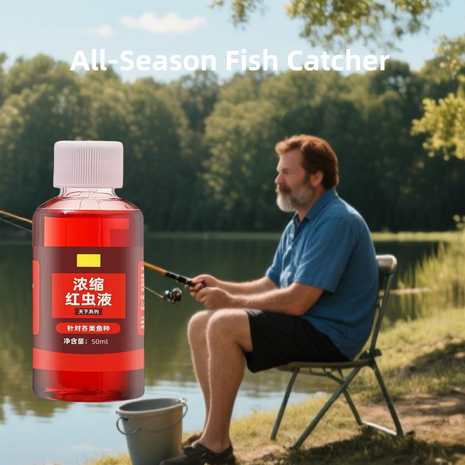 Close-up of Wintgrea Red Worm Liquid Bait bottle