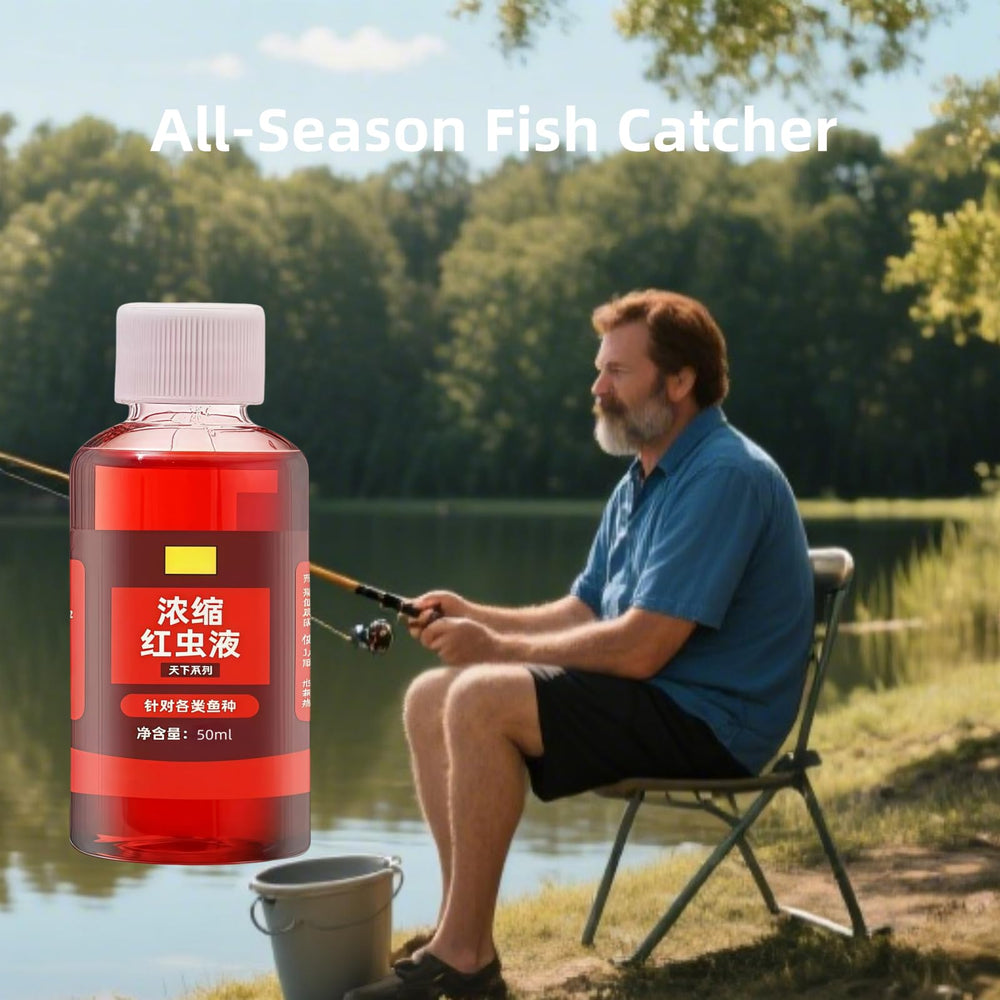 Close-up of Wintgrea Red Worm Liquid Bait bottle