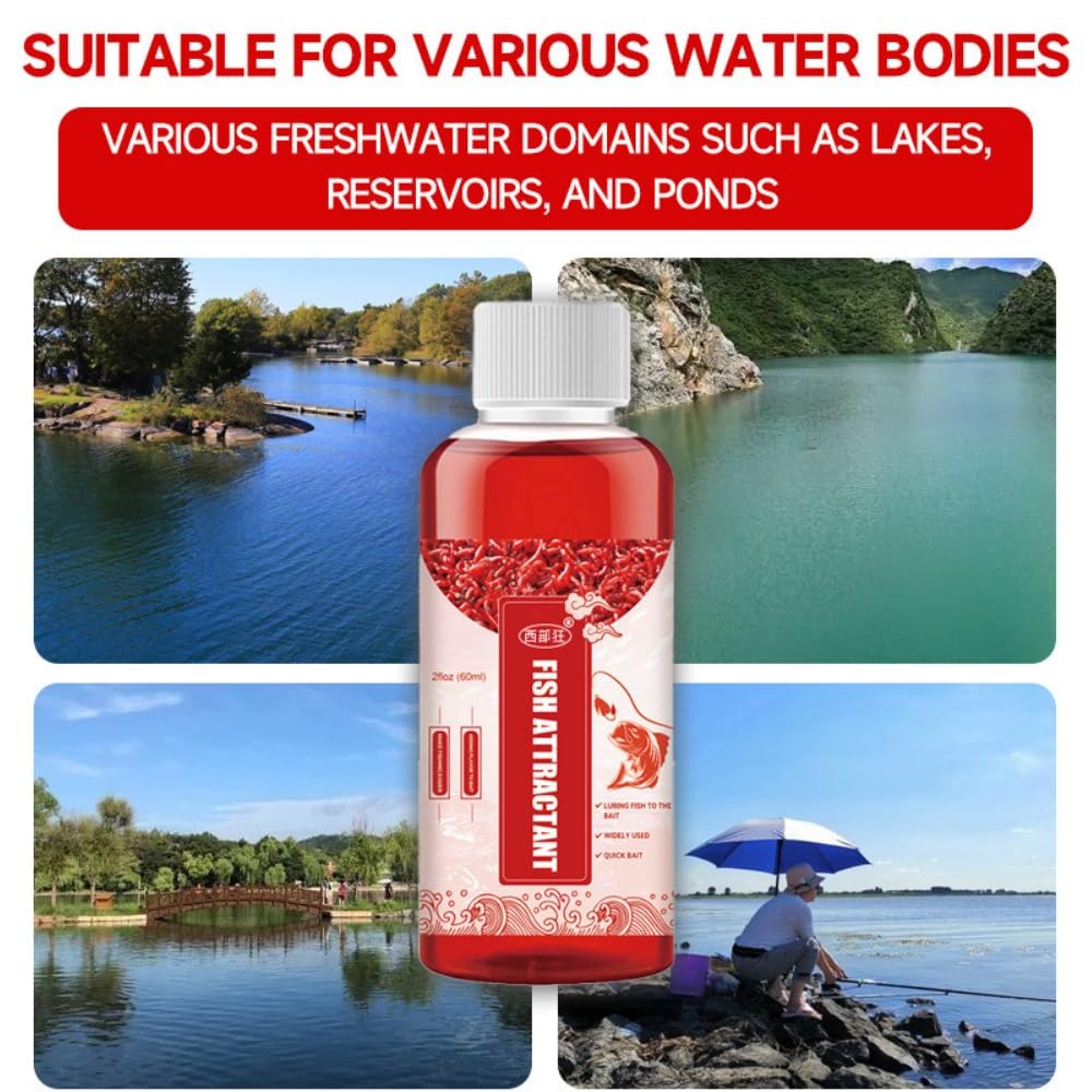 Close-up of Red Ink fishing liquid bottle
