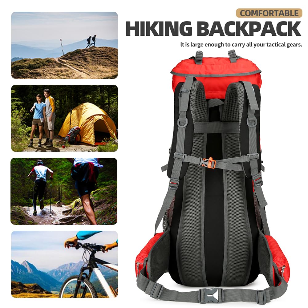 WintMing 75L hiking backpack breathable back-panel supports comfortable long hikes.