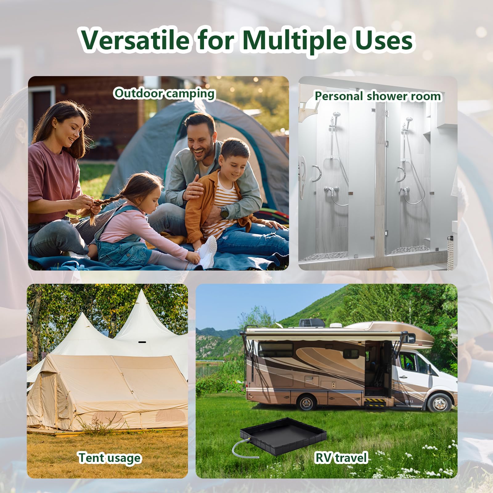 Wintogo foldable shower base offers easy transport and compact storage