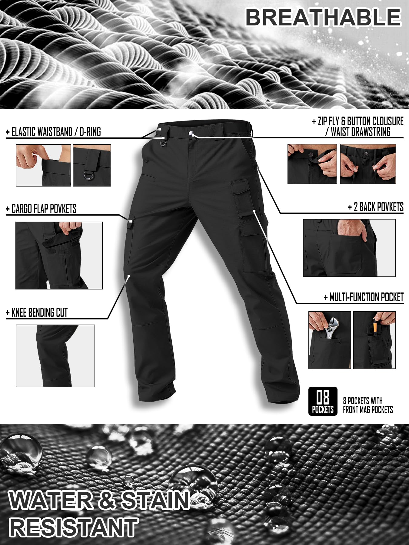 Winvote side-action waistband detail suggests secure, comfortable movement
