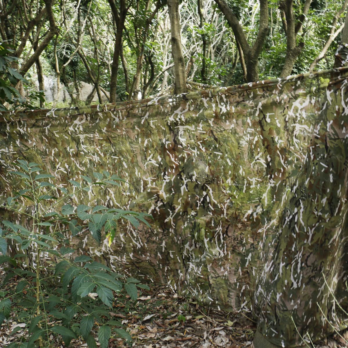 WINWAY 300D camouflage burlap netting draped as ground blind cover