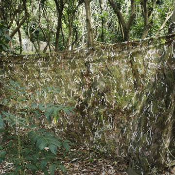 WINWAY 300D camouflage burlap netting draped as ground blind cover