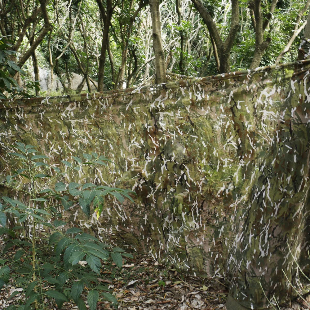 WINWAY 300D camouflage burlap netting draped as ground blind cover