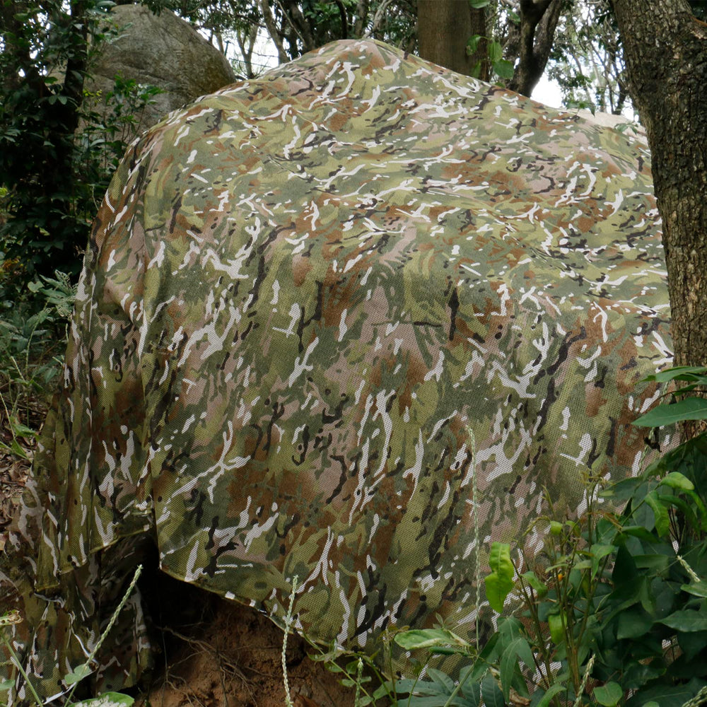 WINWAY 300D camo burlap netting being washed or reused in field