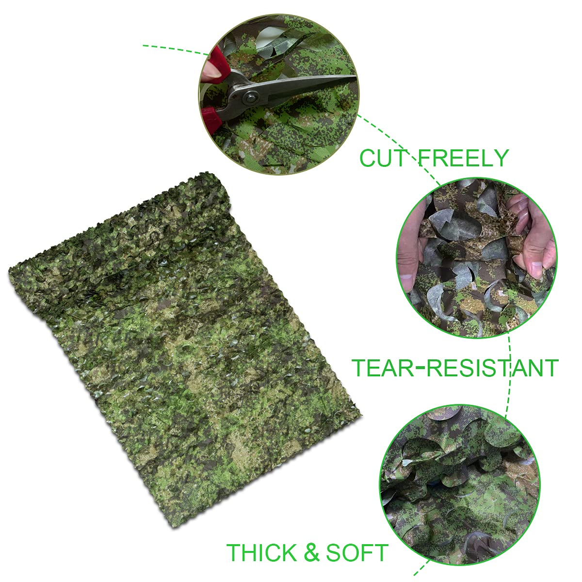 WINWAY camo netting 3D foliage closeup showcases non-glare leaf texture