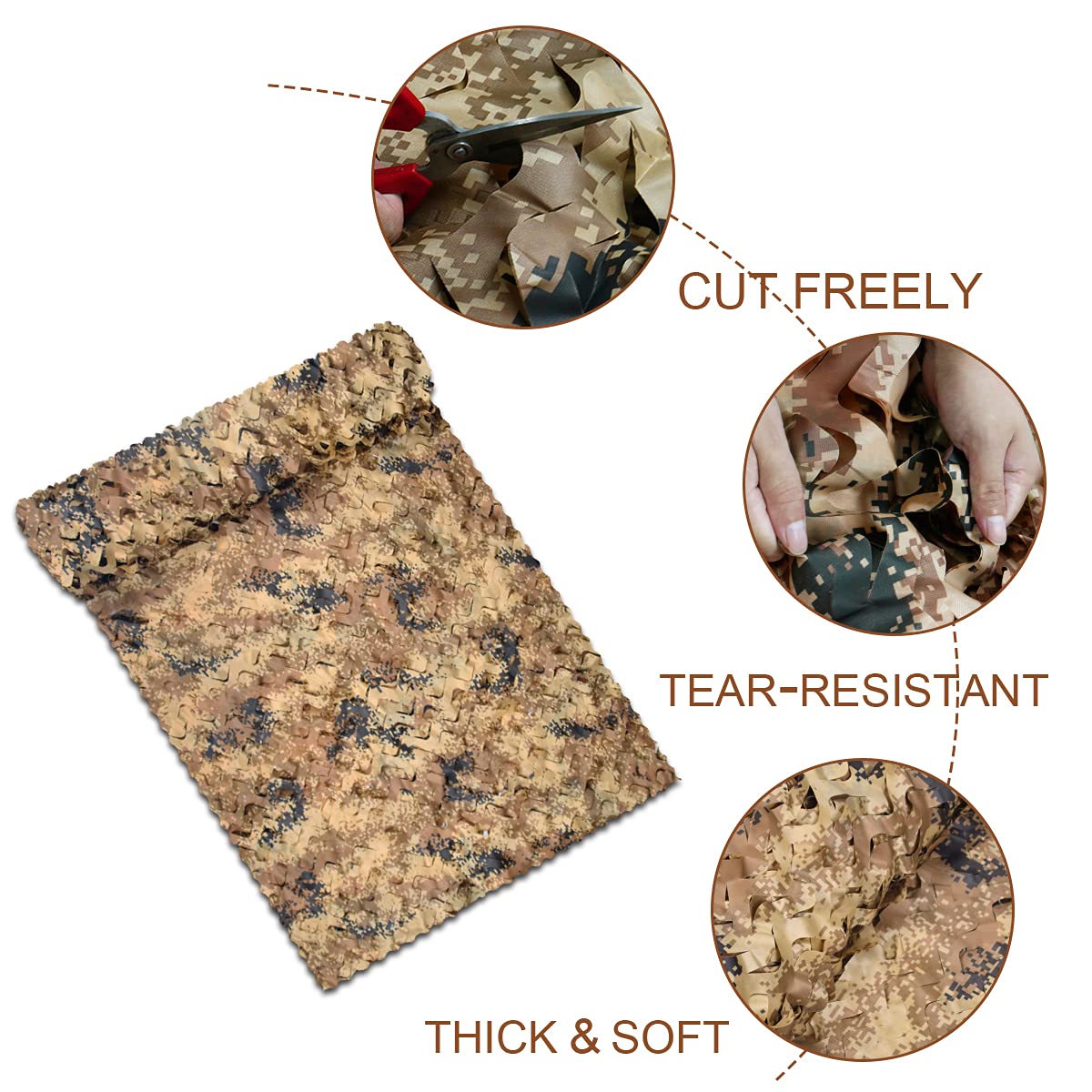 WINWAY camo netting 3D leaf foliage detail adds realistic camouflage depth.