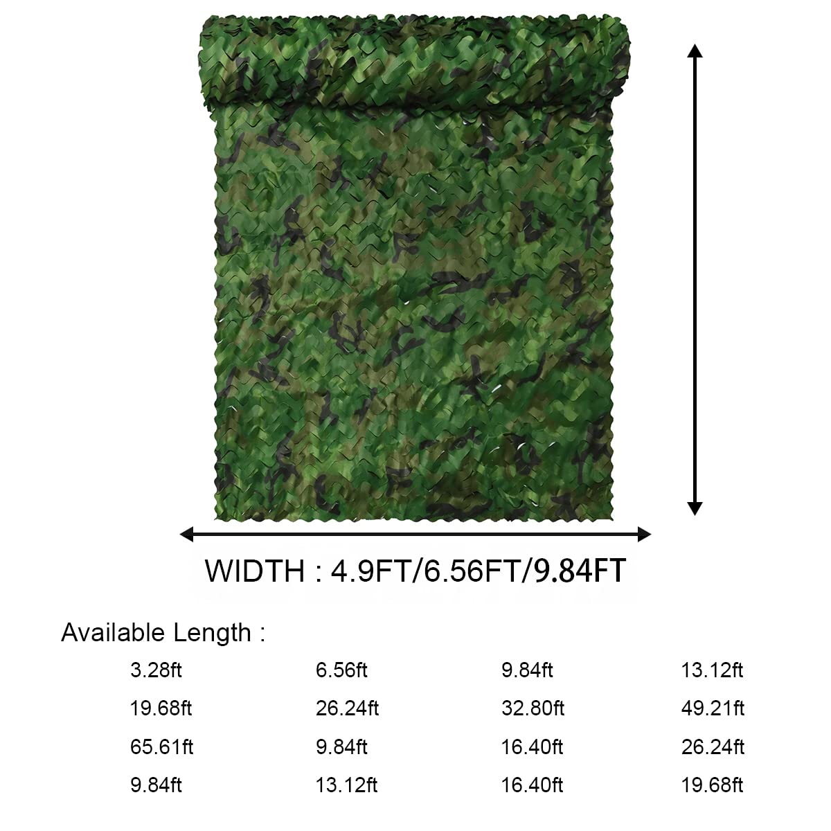 WINWAY camo netting free-cutting size shows scalable camouflage options.