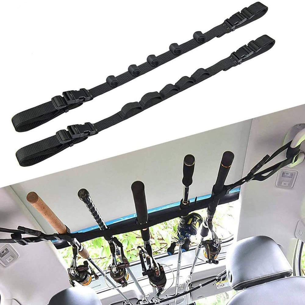 Winwon Vehicle Fishing Rod Rack installed inside SUV keeps rods secure during travel.