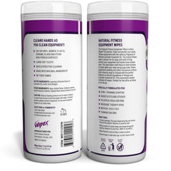 Mats cleaning action with Wipex wipes removing sweat and grime from gym surfaces