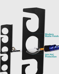 Ceiling-mounted rod rack configuration for garage or cabin
