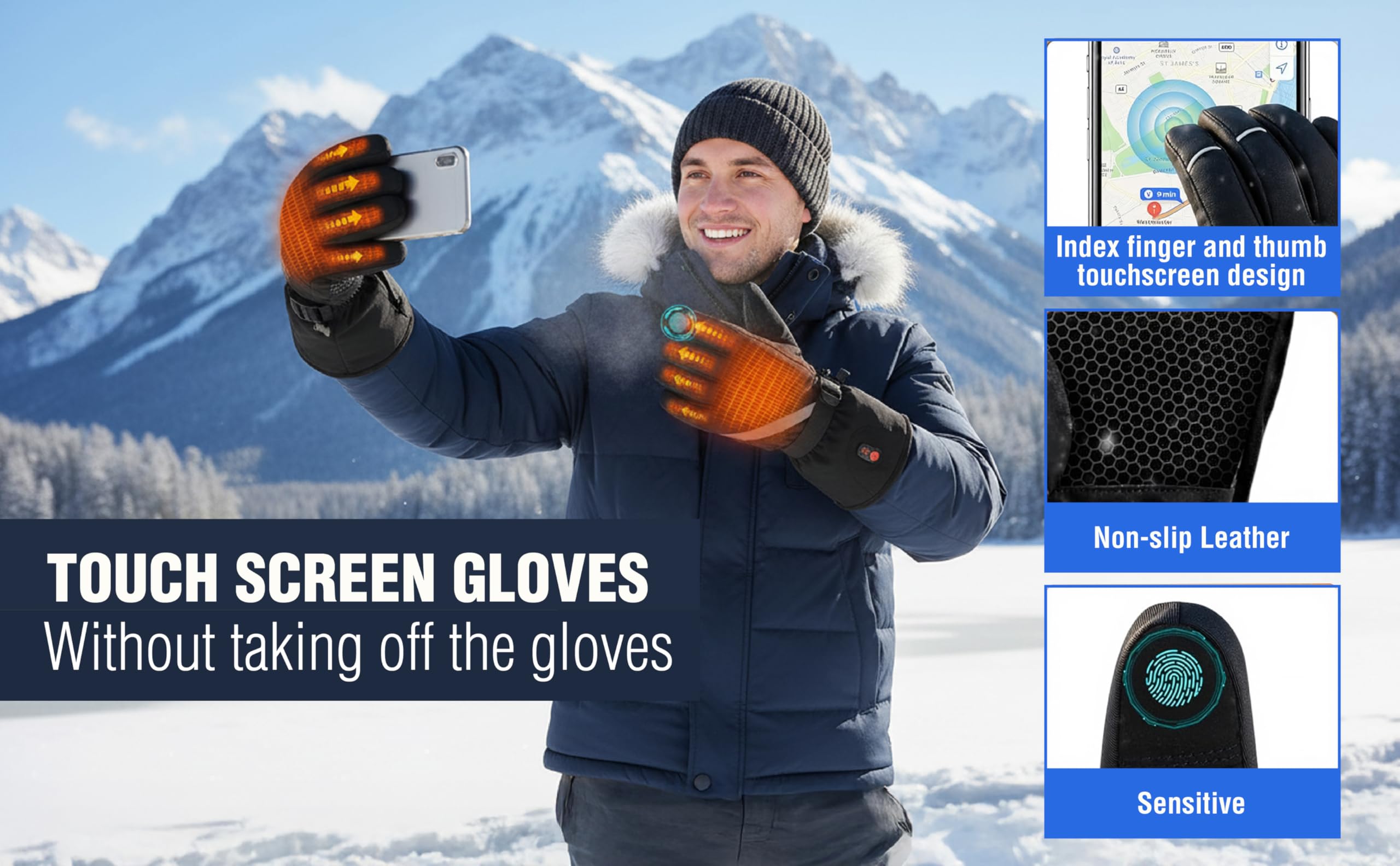 WirelessFinest heated gloves battery pack close-up, highlighting long-lasting warmth.
