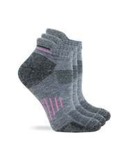 Wise Blend ladies merino low-cut heel-tab socks pack shot; moisture-wicking comfort.