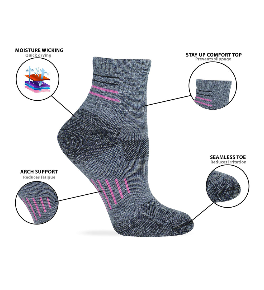 Wise Blend merino quarter socks in mocha pack wick moisture during cooler hikes.