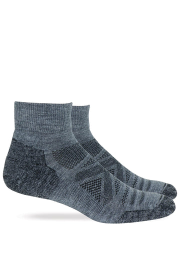 Wise Blend merino quarter sock Charcoal, top view, for breathable comfort and secure fit