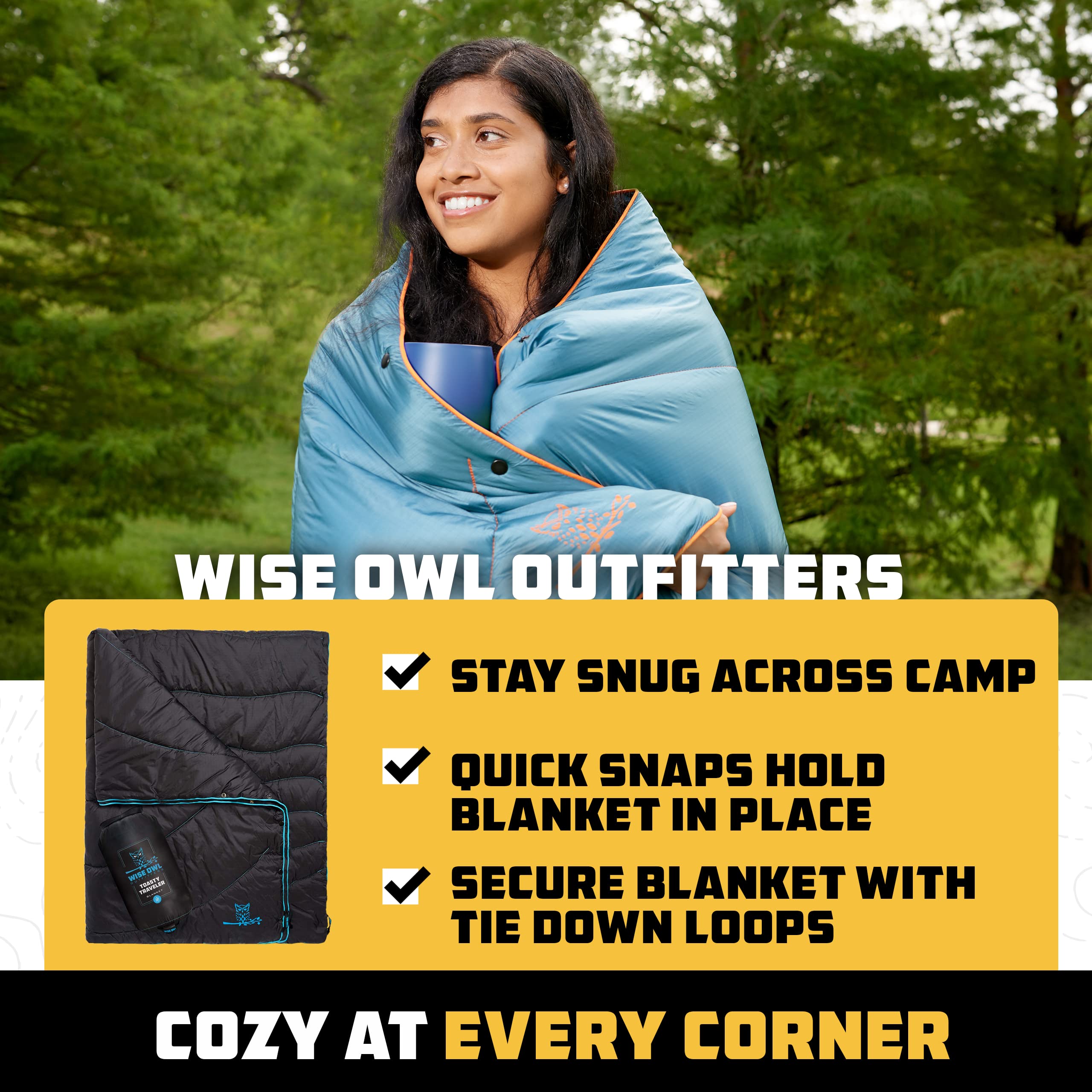 Wise Owl Outfitters camping blanket laid flat as a picnic spread
