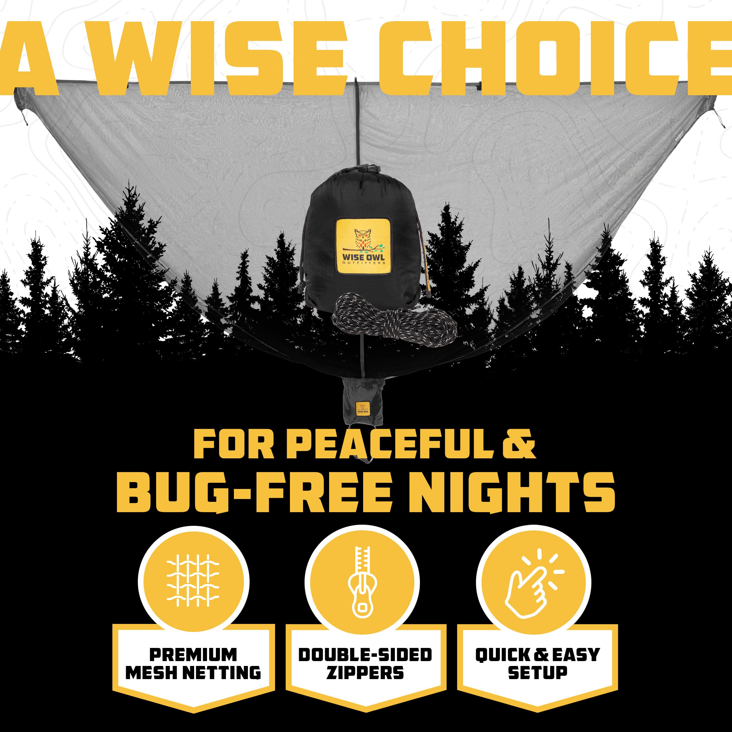 Wise Owl Outfitters hammock bug net in use demonstrates airflow while keeping bugs out