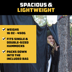 Wise Owl Outfitters hammock bug net weighs 16 ounces and compresses easily
