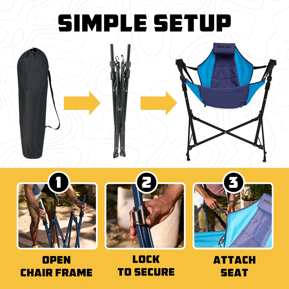 Wise Owl Outfitters Hammock Chair supports up to 300 lbs with reinforced frame