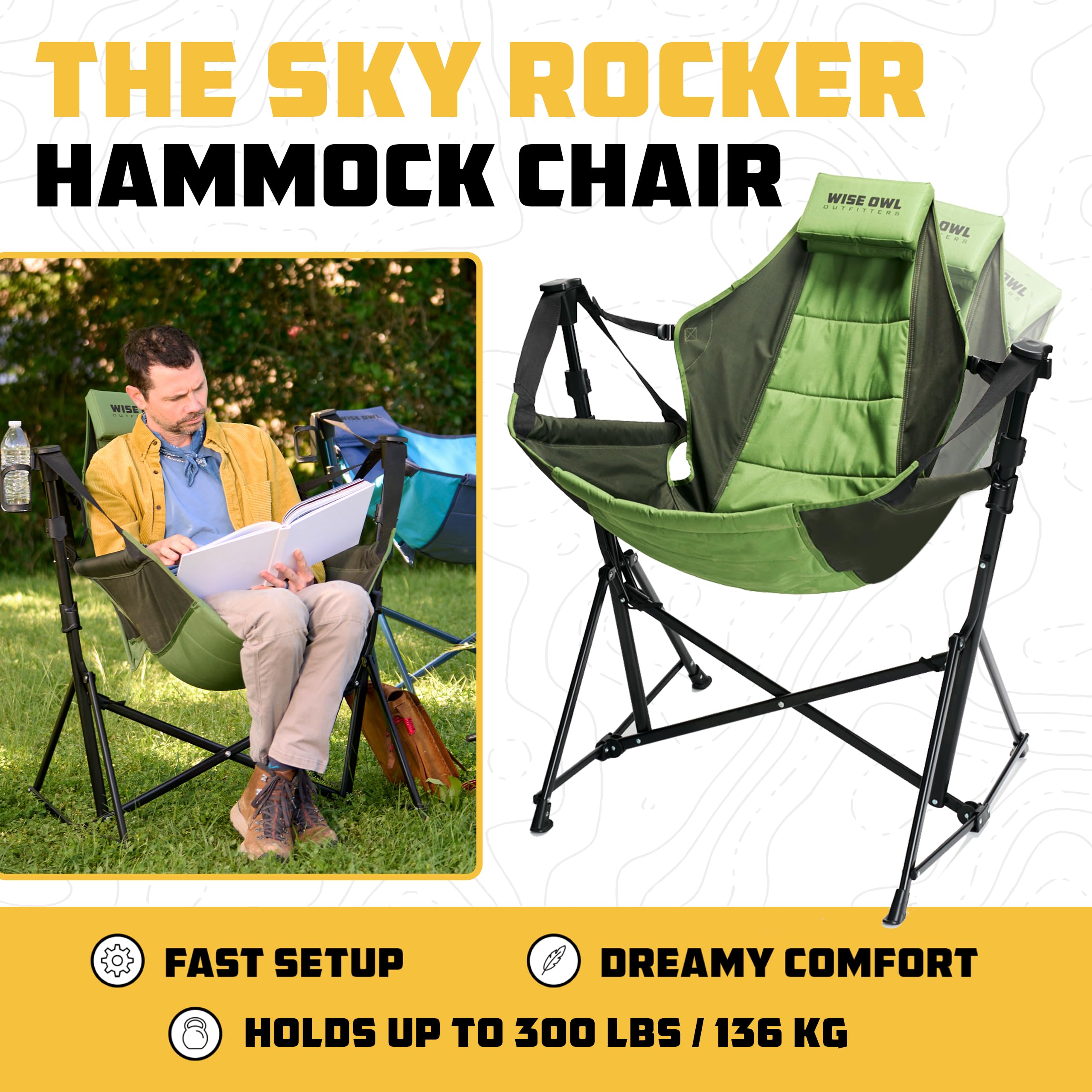 Wise Owl Hammock Chair in use at campsite for relaxed comfort