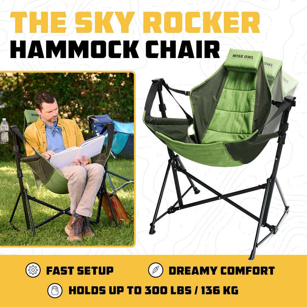 Wise Owl Hammock Chair in use at campsite for relaxed comfort