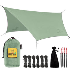 Wise Owl Outfitters hammock rain fly full-coverage setup protects you outdoors.