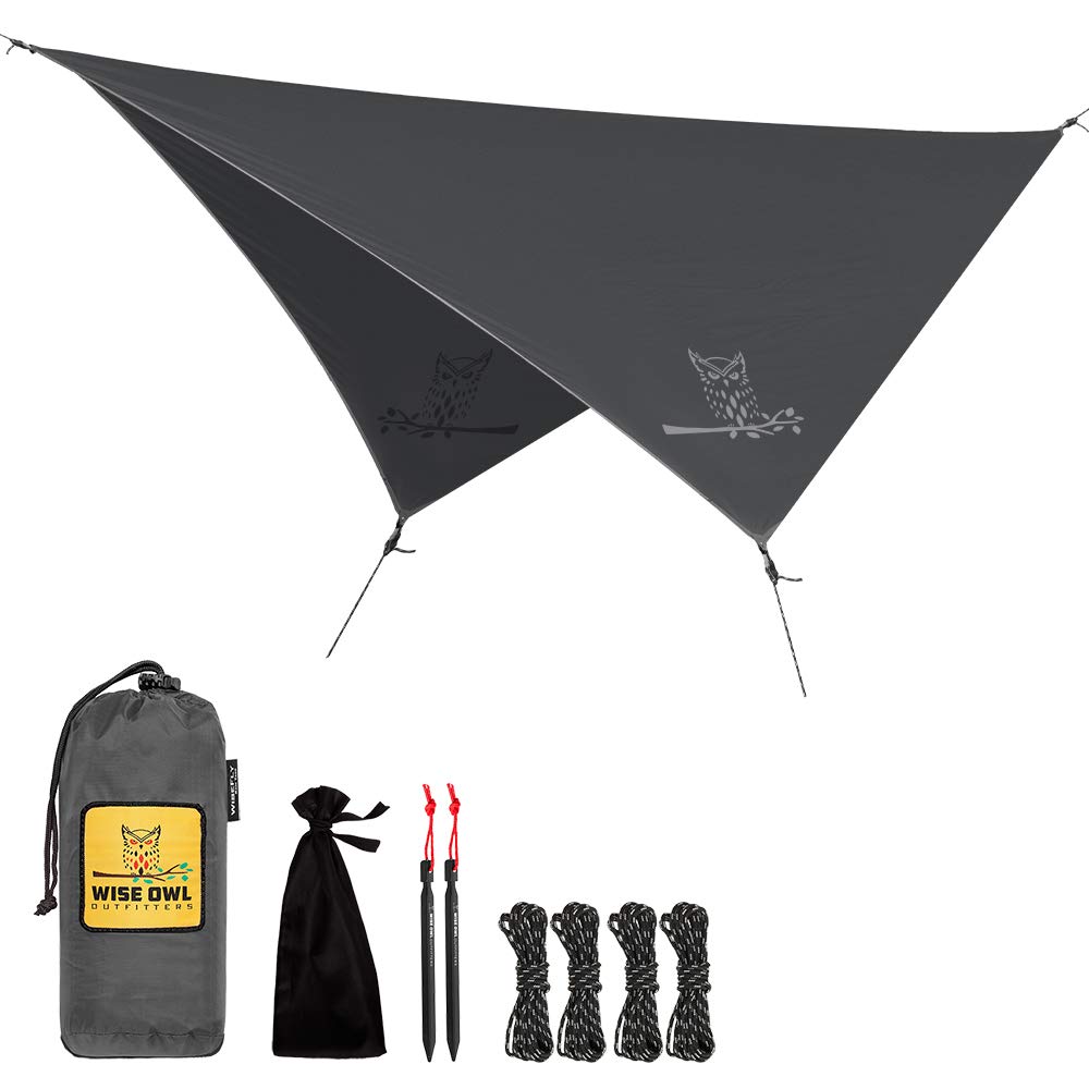Wise Owl Outfitters hammock rain fly provides waterproof protection for hammock camping