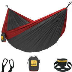 Wise Owl Outfitters hammock setup shows quick tool-free assembly for camping and travel