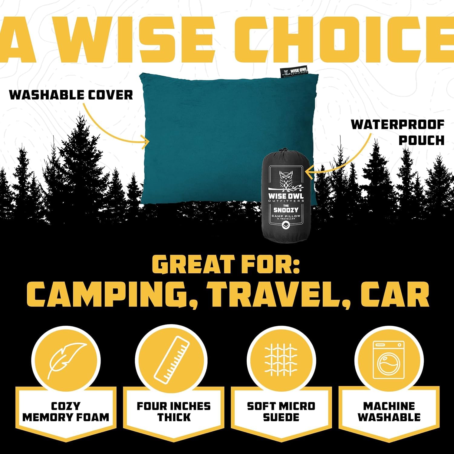 Wise Owl Outfitters memory foam closeup highlighting neck support for travel.